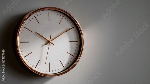 Wallpaper Mural Minimal round clock on plain wall, blank background, highlighting modern interior design, simple elegance, clean minimalism, contemporary home decor, and peaceful serene atmosphere. Torontodigital.ca