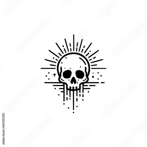 Skull death head illustration art design graphic vector drawing tattoo skeleton horror spooky halloween line art dead