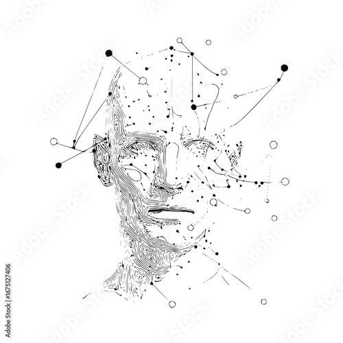 Abstract geometric portrait face art drawing sketch illustration design modern contemporary artwork creative vision