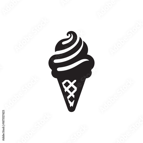  Ice Cream silhouette black and white vector icon