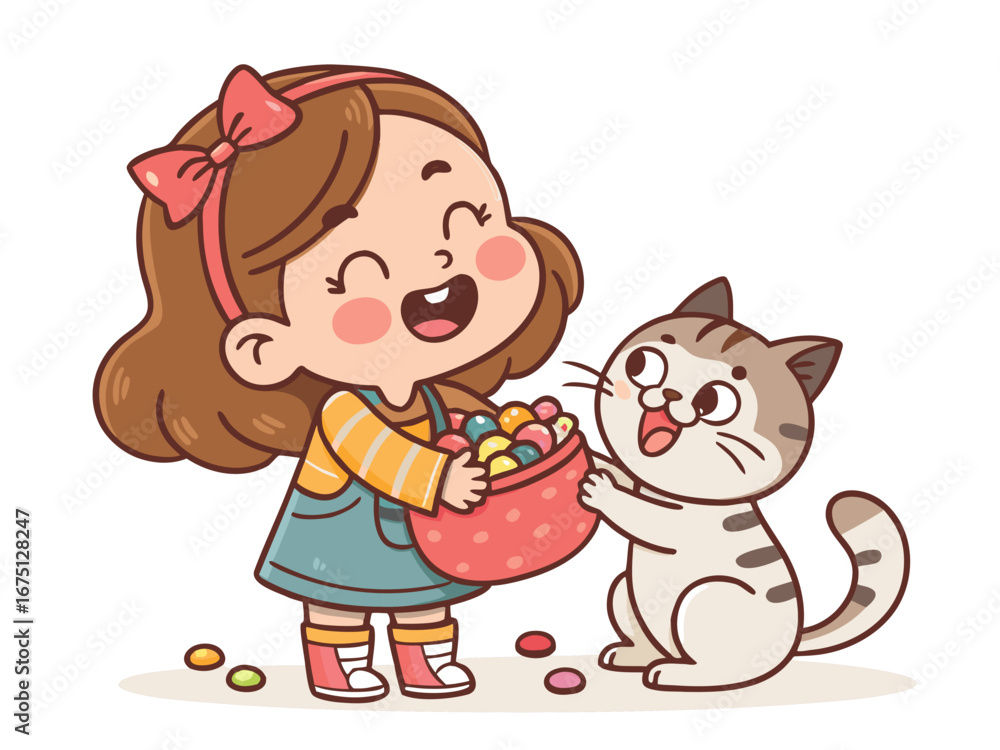 Fototapeta premium girl with cat