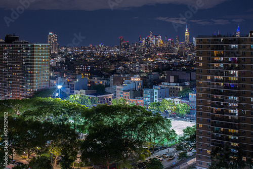 high angle view of New York city.  View from Manhattan Avenue, Brooklyn