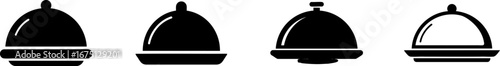 Four stylized cloche icons representing food service, often used in restaurant and hospitality settings.