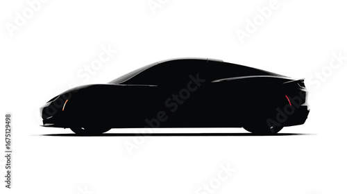 Sleek silhouette of a modern sports car against a showcasing automotive design and aerodynamic styling for car enthusiasts on white background