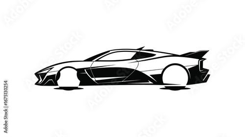 Sleek futuristic car design with a minimalist aesthetic showcasing modern automotive innovation and streamlined aerodynamics for speed and style on white background