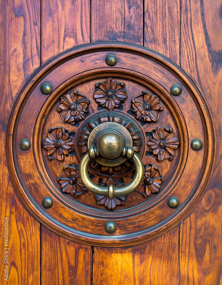 Fototapeta premium Ornate wooden door knocker