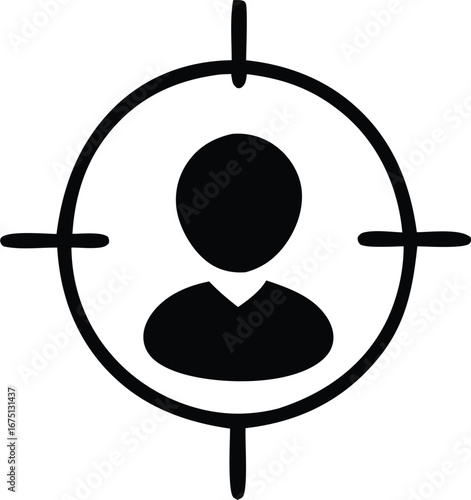 Targeted audience concept icon symbolizing focus on a specific person or customer in marketing business strategy and analytics