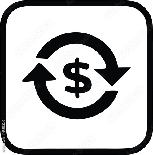 Dollar currency exchange symbol with circular arrows indicating money transaction flow and financial exchange business concept