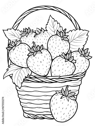 Basket of strawberry coloring page