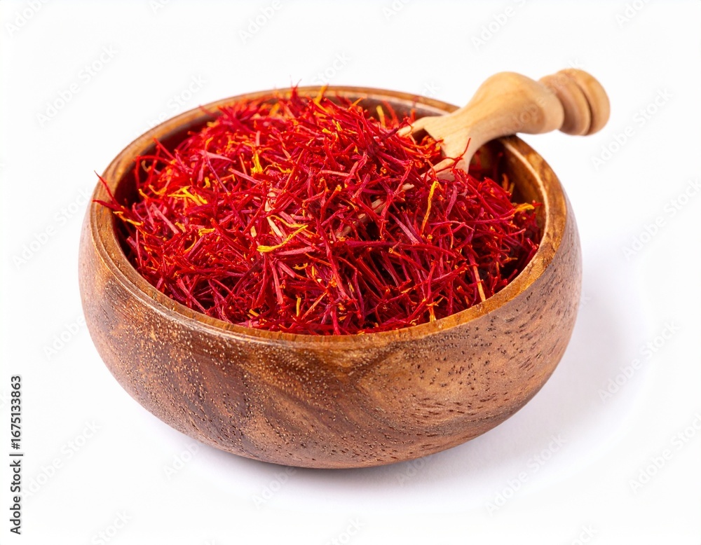 Fototapeta premium Saffron threads isolated on white background premium aromatic spice texture