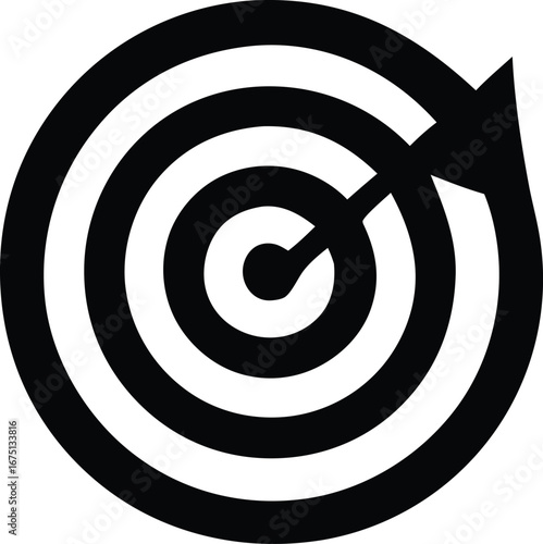 Symbolic target icon with arrow representing focus strategy and business goals achieving precision aim success