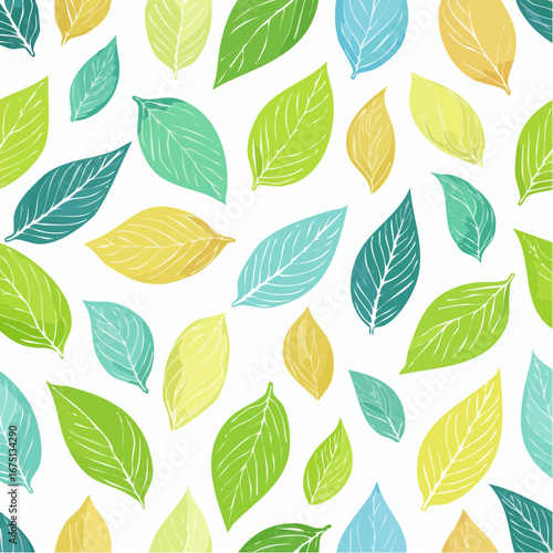 Seamless pattern of leaves in many colors
2