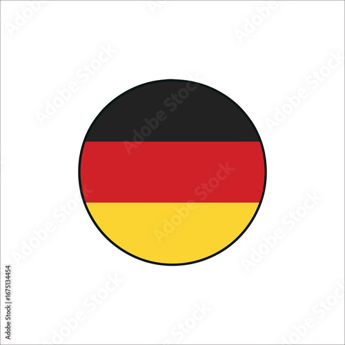 Free Download Germany flag icon in circle shape with black red and yellow horizontal stripes on white background simple and modern design element - GFXLoad