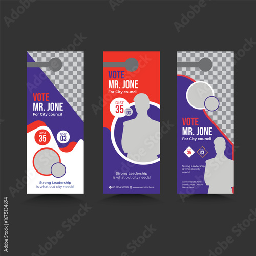 political pretty election door hanger business layout design, hotel knob design. vector door hanger.