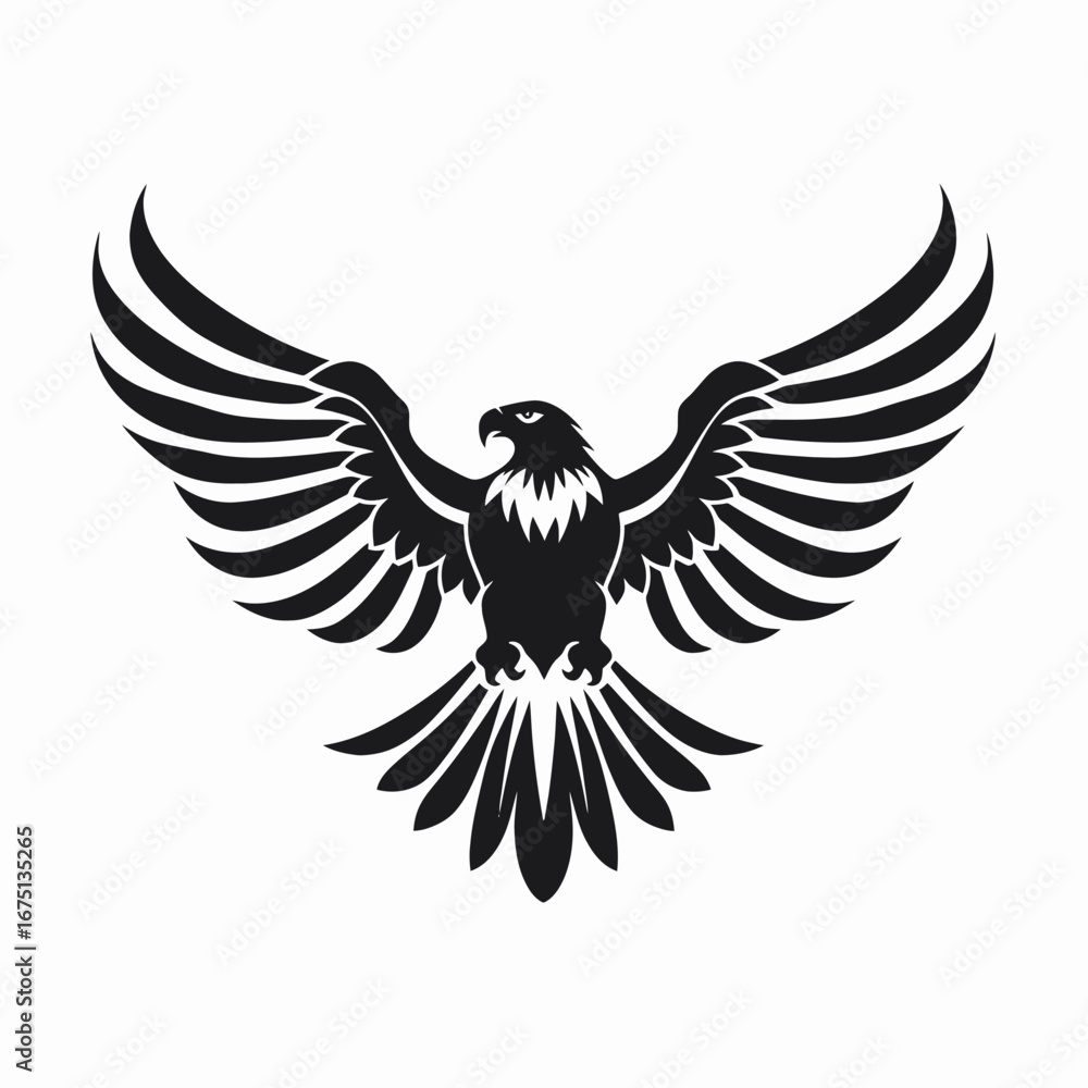 Obraz premium Striking bird of prey soars in this powerful eagle vector art silhouette