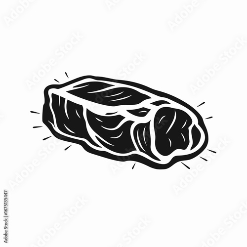 Exquisite marbled steak graphic, an artful food display silhouette