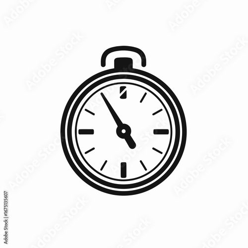 Elegant antique timekeeping device, a graphic vintage pocket watch silhouette