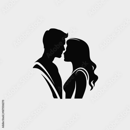 Romantic couple embrace, love and passion expressed in intimate togetherness silhouette