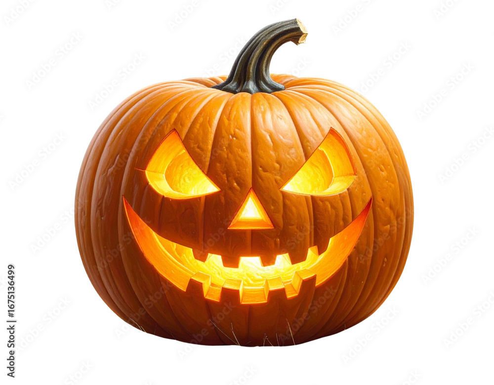 Fototapeta premium Cartoon Evil Pumpkin PNG – Grinning Halloween Jack-O’-Lantern Transparent Background