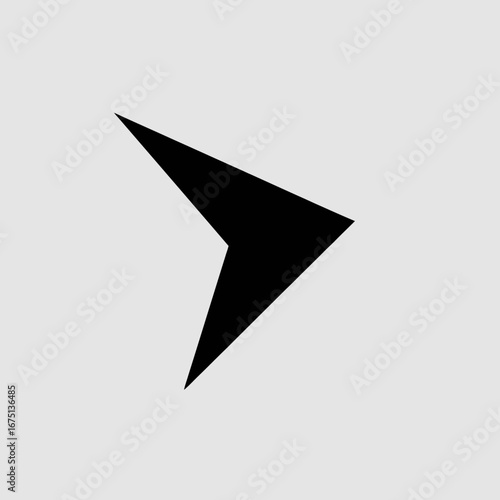 Simple black arrowhead pointing right directions minimalist style smooth silhouette
