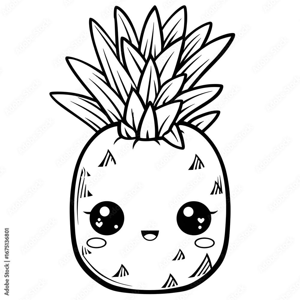 Obraz premium Cute pineapple fruit coloring page