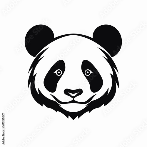 Simple and striking giant panda face illustration vector isolated in white silhouette