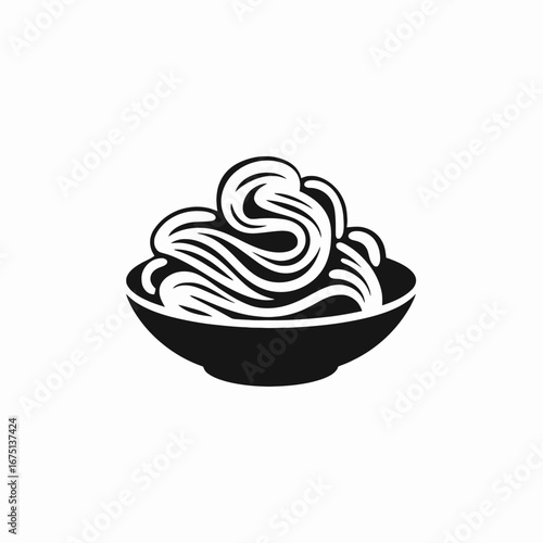 Appetizing noodles served in a bowl create a delicious food silhouette