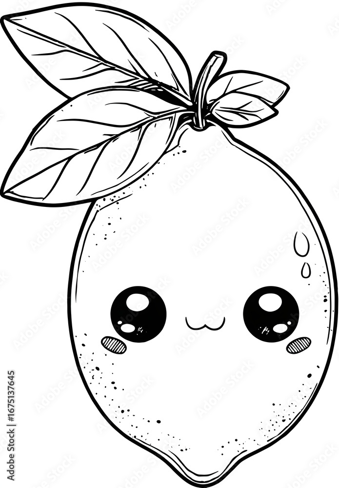 Obraz premium Cute lemon fruit coloring page