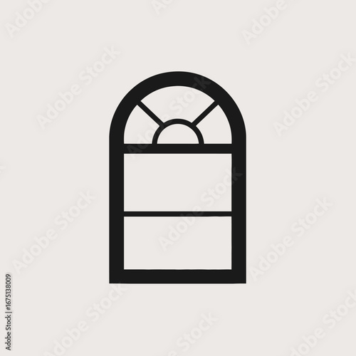 Elegant arched window with two panes modern architecture isolated silhouette