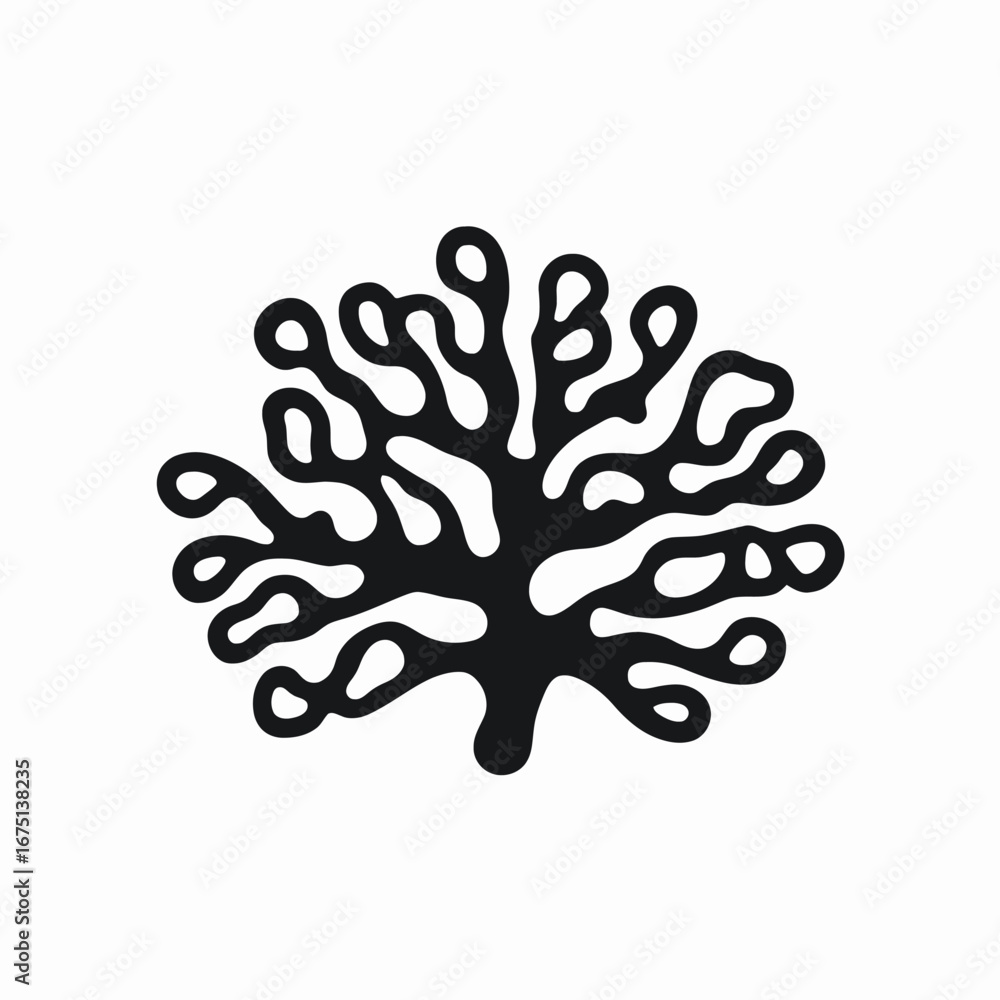 Obraz premium Stylized seaweed marine life vector underwater plant black graphic design silhouette