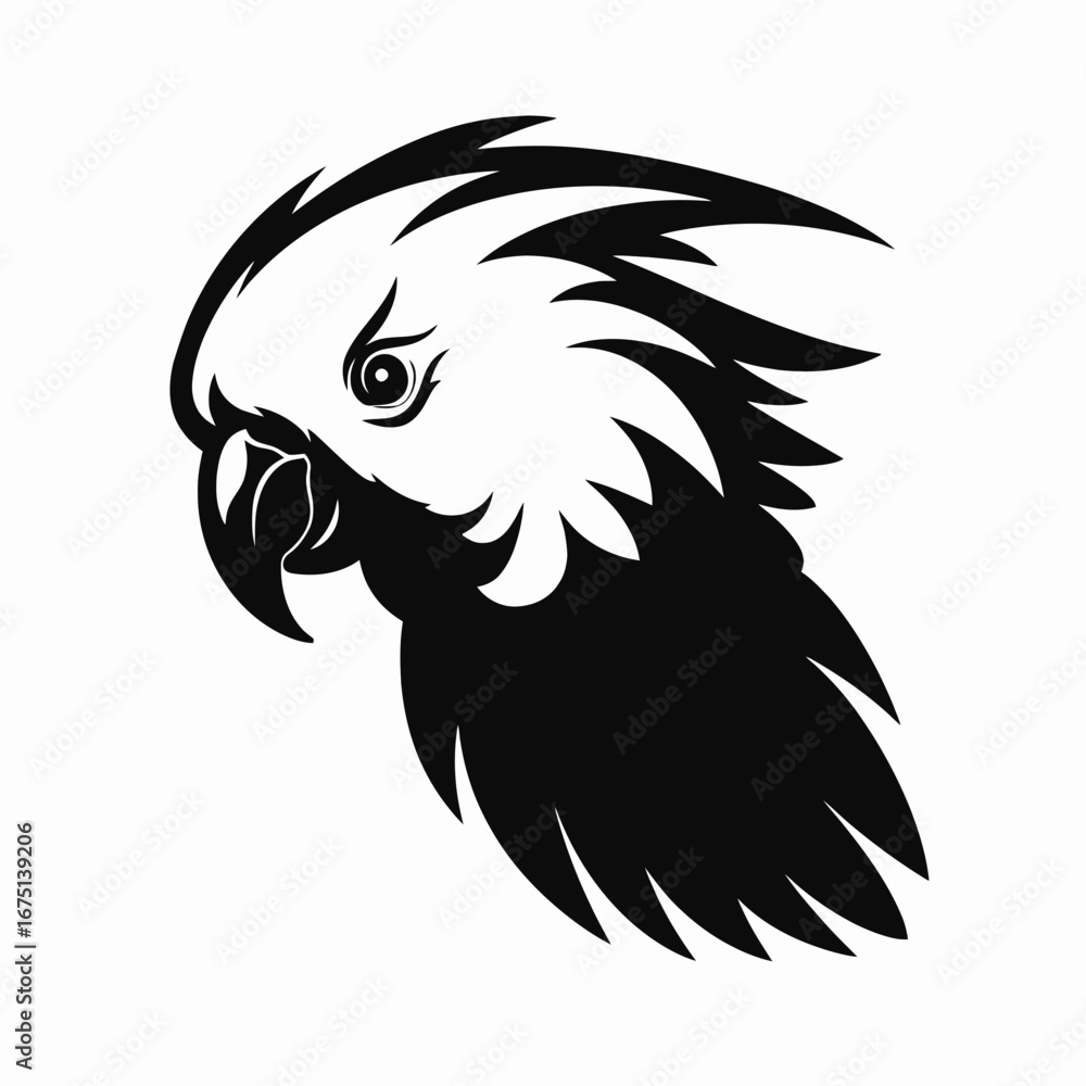 Fototapeta premium Bold and striking parrot head design, a powerful feathered creature silhouette