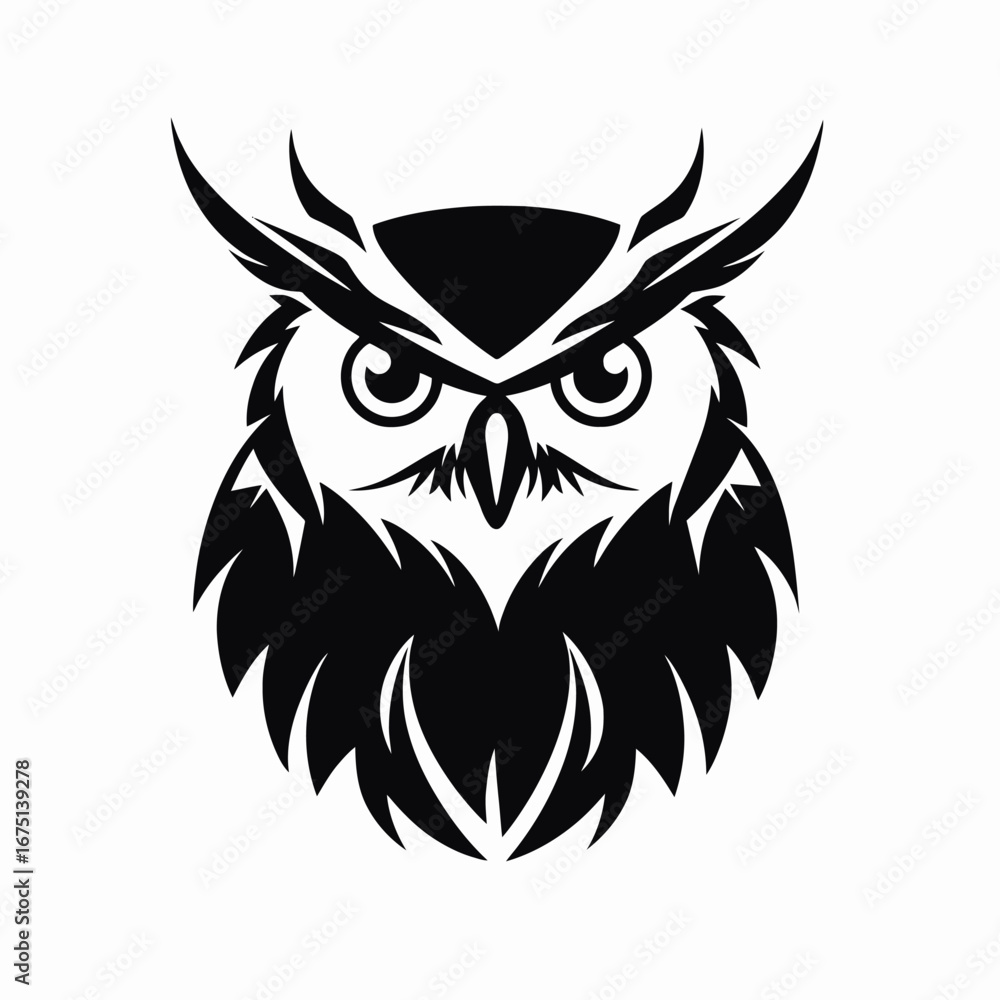 Obraz premium Striking owl illustration with a minimalist and bold animal vector silhouette
