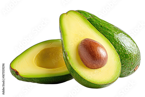 Sliced avocado on a white background