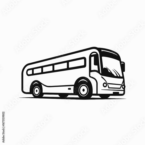 Striking public transportation vehicle displaying design line art and vector bus silhouette