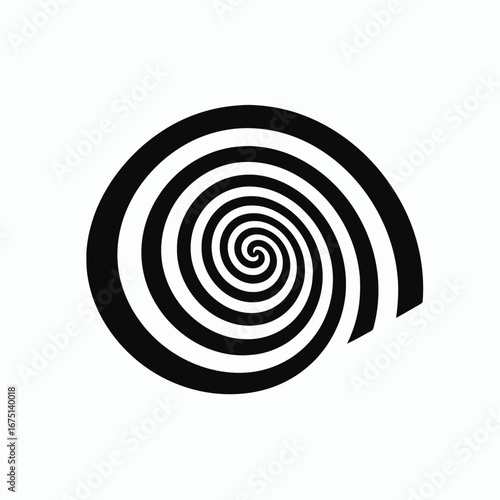 Striking black and white hypnotizing spiral design artistic vector abstract silhouette