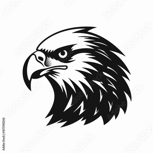 Striking illustration of a bald eagle head with a powerful gaze silhouette
