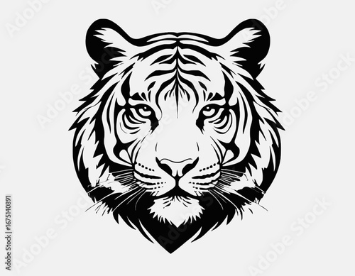 Tiger Silhouette digital Art, Intricate Powerful and Ready for Print or Web, Sharp Details. Strong Identity. Timeless Design, Symbolize Strength, Courage, Logo, and Leadershi 
