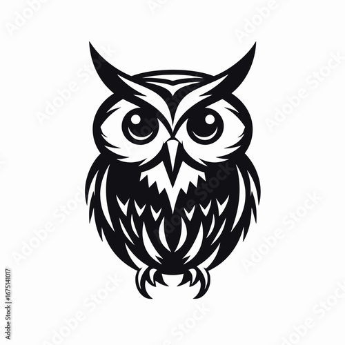 Majestic nocturnal predator owl bird with intense gaze a clean silhouette