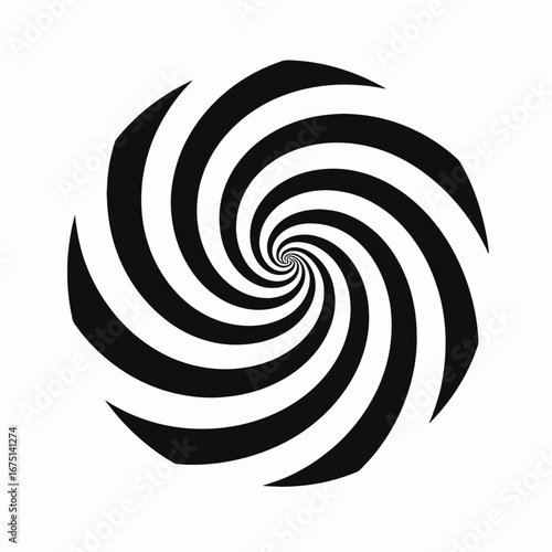 Striking swirling vortex of contrasting lines creates a hypnotic black silhouette