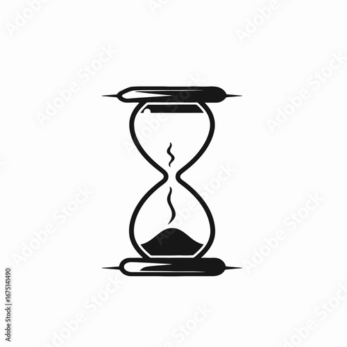 Minimalist hourglass vector for measuring the passage of time in silhouette
