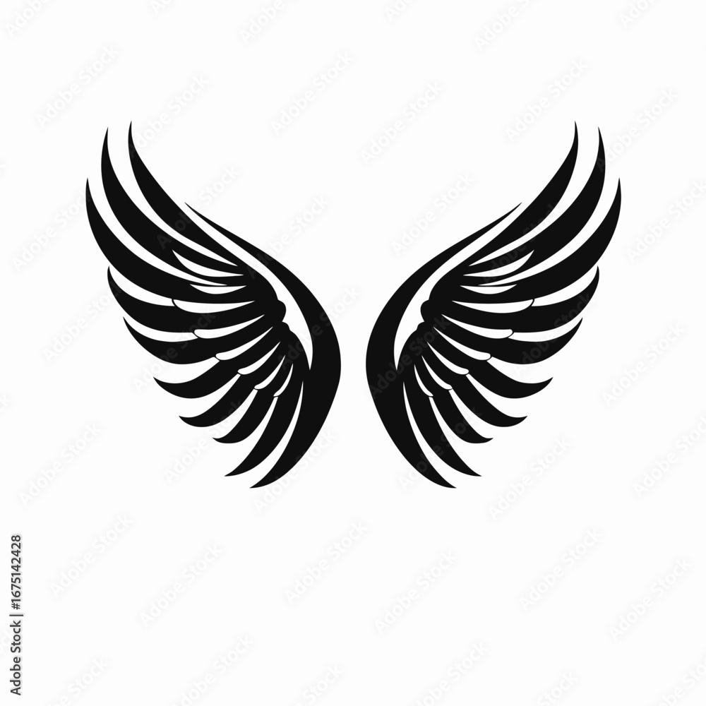 Obraz premium Elegant angel wings design of freedom black stylized silhouette