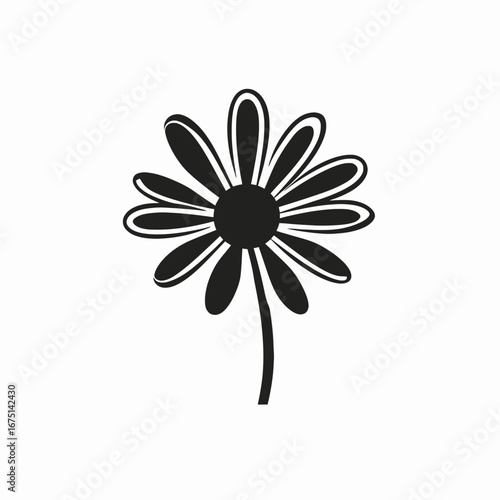 Artistic minimalist daisy bloom illustration detailed line art stylish flower silhouette