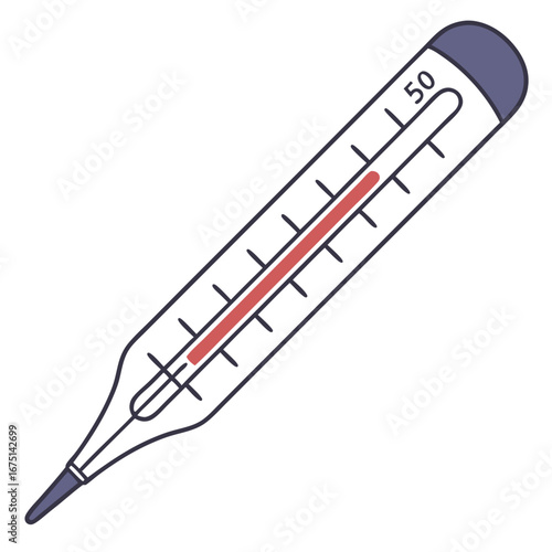 Simple Illustration of a Thermometer Showing a Temperature Reading.