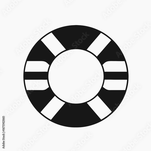 Striking black and white lifebuoy simple water safety symbol silhouette