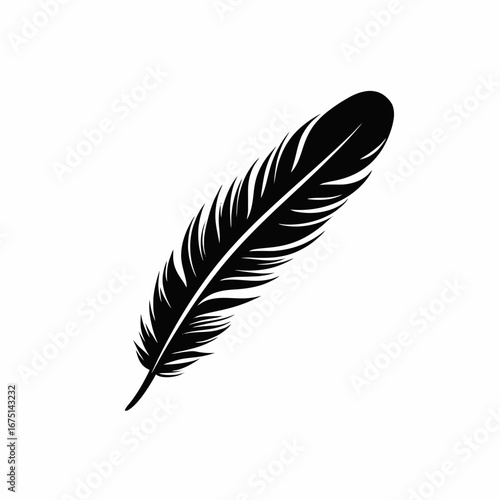 Elegant feather design presents a monochrome isolated avian element silhouette
