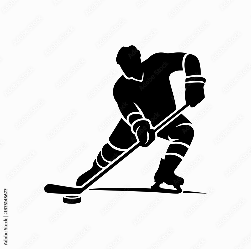 Fototapeta premium Ice Hockey Player Silhouette – Canadian National Sport Symbol