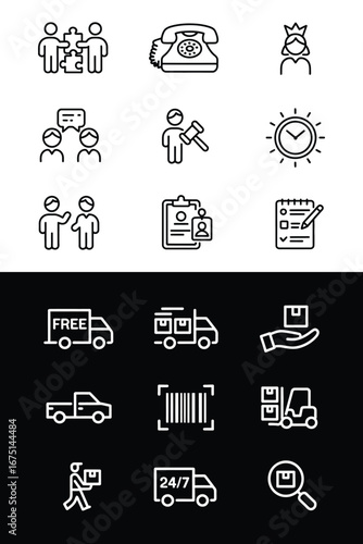 Business and strategy icons set