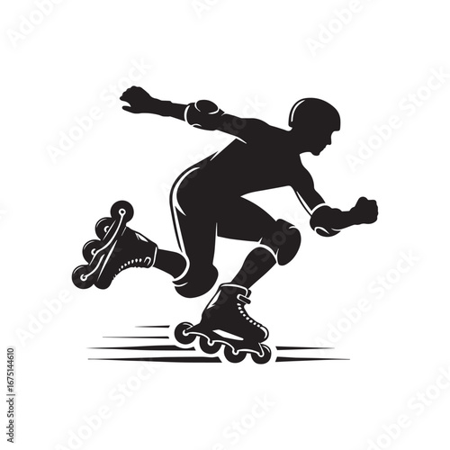 Rollerblading silhouette black and white vector icon