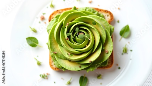 Wallpaper Mural A beautifully arranged avocado toast is captured from a top-down perspective on a white plate. Torontodigital.ca