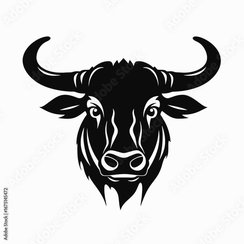 Majestic wildebeest portrait, strong features, artistic design animalistic head silhouette